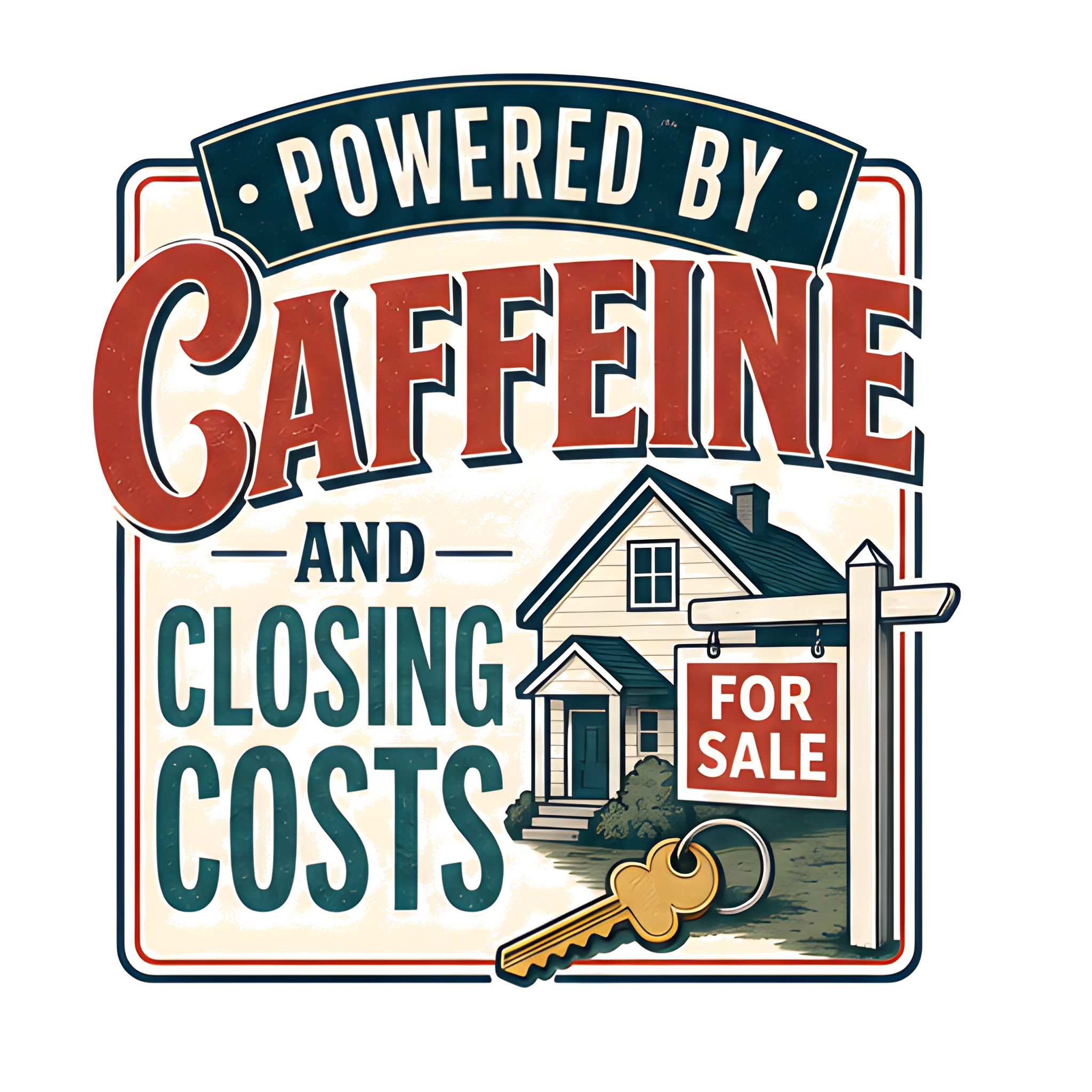 POWERED BY CAFFEINE AND CLOSING COSTS original artwork