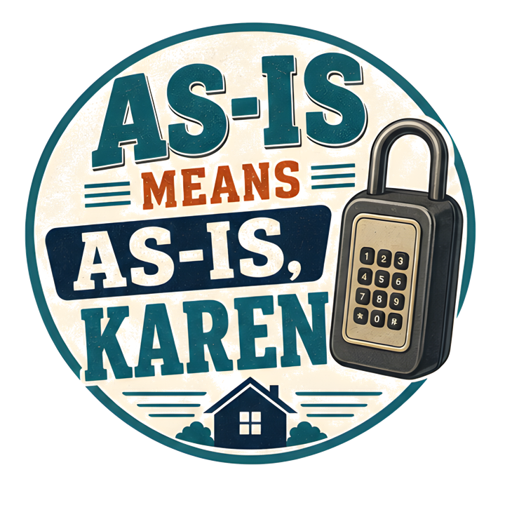 AS-IS MEANS AS-IS, KAREN — mortgage t-shirt design by Bazzai Studio