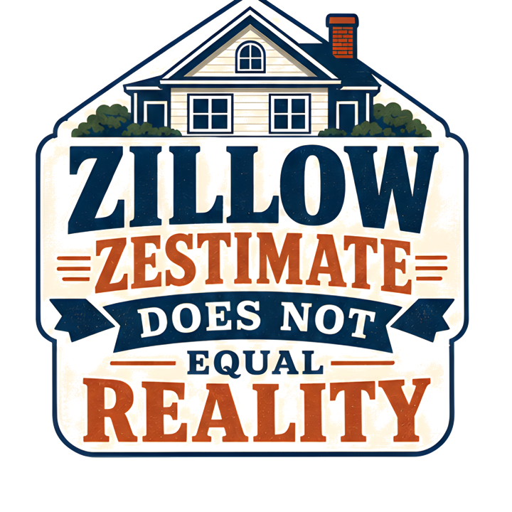 ZILLOW ZESTIMATE DOES NOT EQUAL REALITY — mortgage t-shirt design by Bazzai Studio