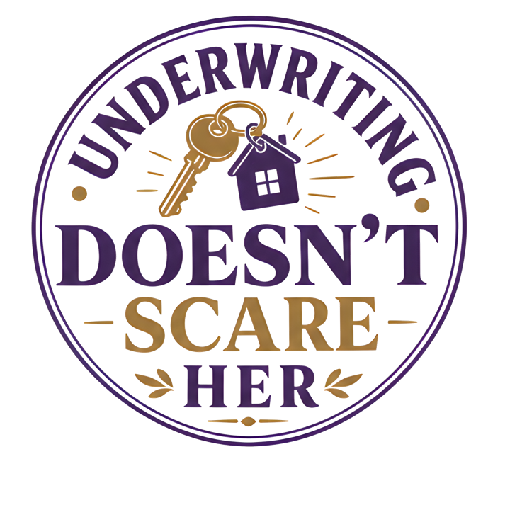 UNDERWRITING DOESN'T SCARE HER — mortgage t-shirt design by Bazzai Studio